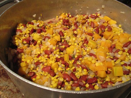 Succotash made by Chef Dwayne highlights the three sisters: corn, beans, and squash. 