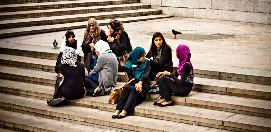 Group of Muslim Women on Steps
