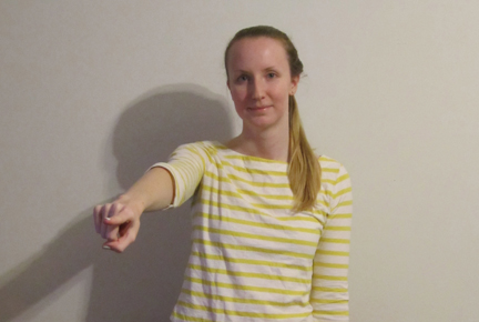 the motion of pointing around the room which represents that I am pointing to and thinking about other people