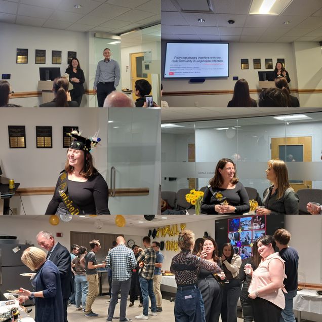 Picture: panels showing Kara Vasilew's PhD defense