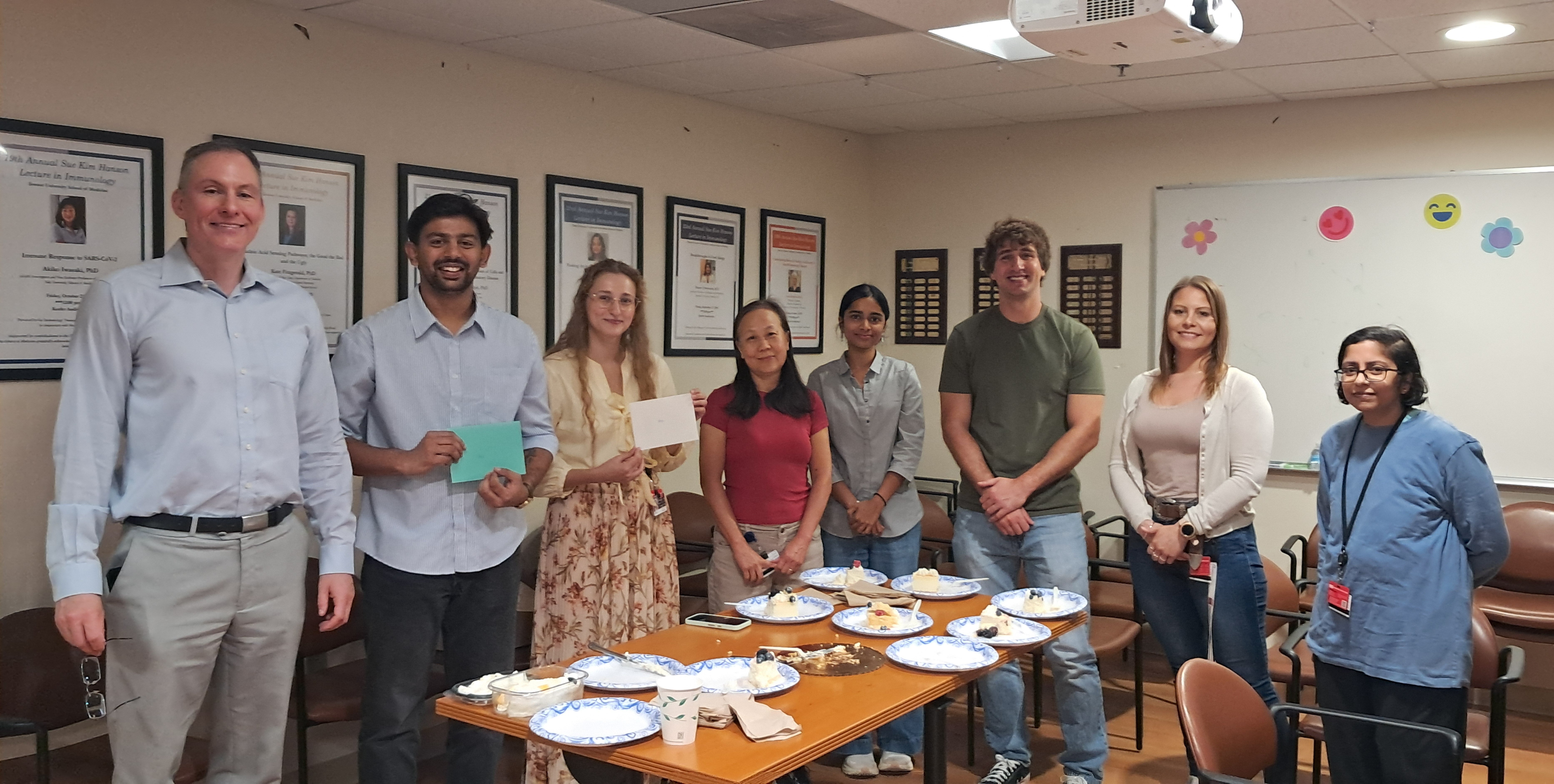 Photo showing (left-to-right): Prof. Markus Bosmann, Shiv Patel, Alisa Parfenova, Shuang Xu, Arundhati Rajan, Lucien P. Garo, Dr. Sarah Walachowski, Shuang Xu, Archana Jayaraman
