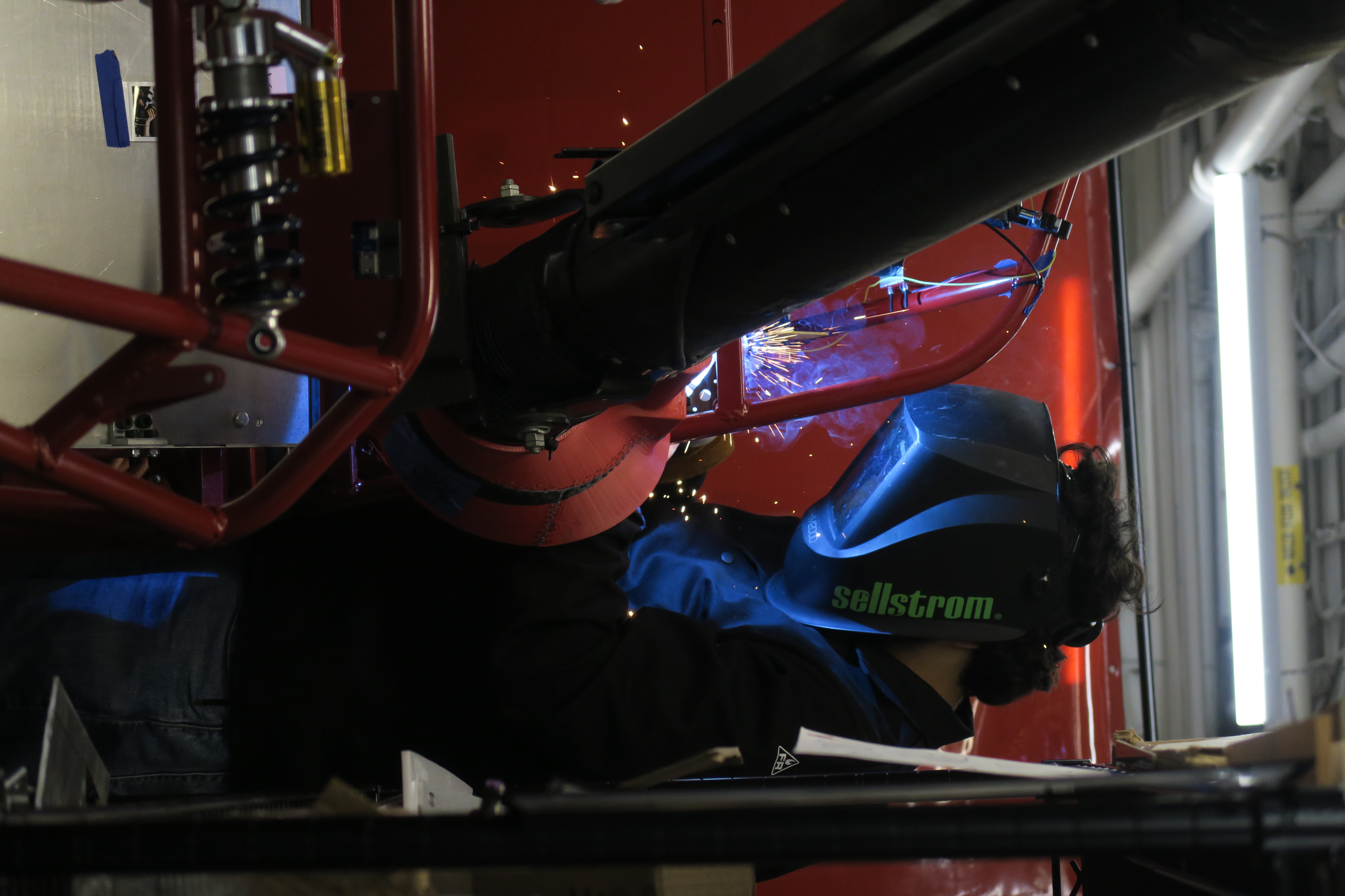 Terrier Motorsport member welding the chassis