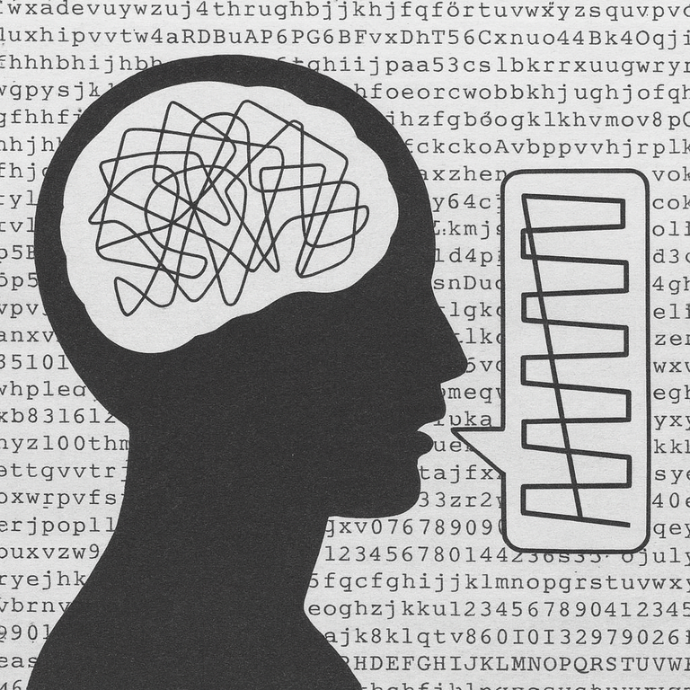 side profile with brain and speech bubble