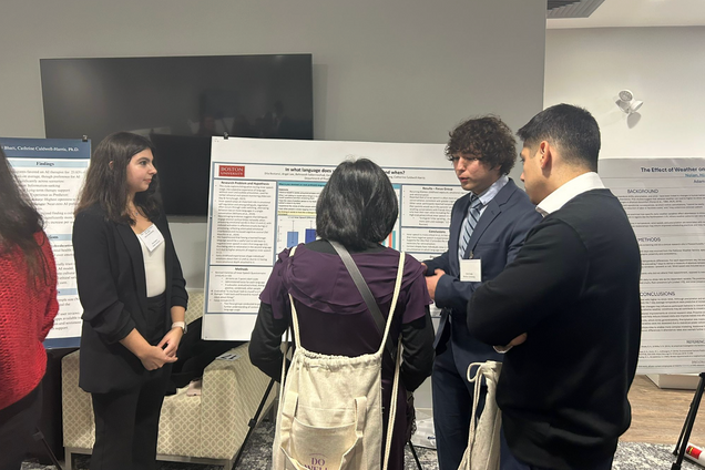 Interns at Caldwell-Harris Lab presenting at the 2025 NEPA conference