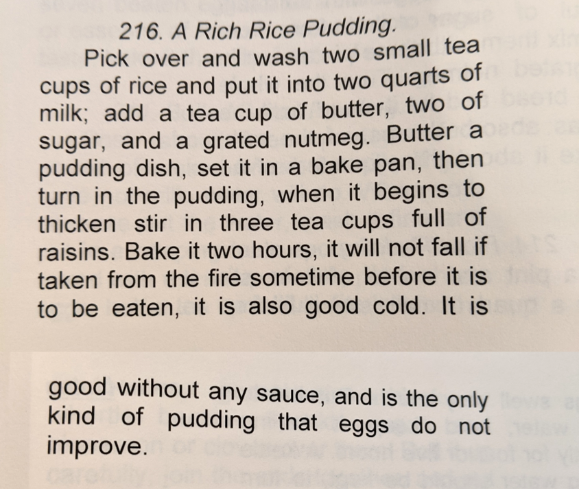 Cookbooks & History: 1836 Rich Rice Pudding | Gastronomy Blog