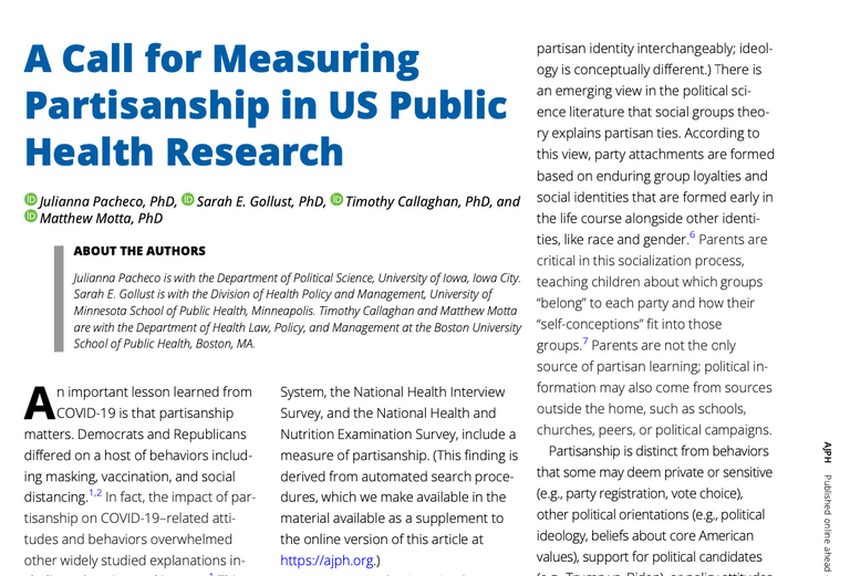 Thumbnail image for Measuring Partisanship in Public Health Research