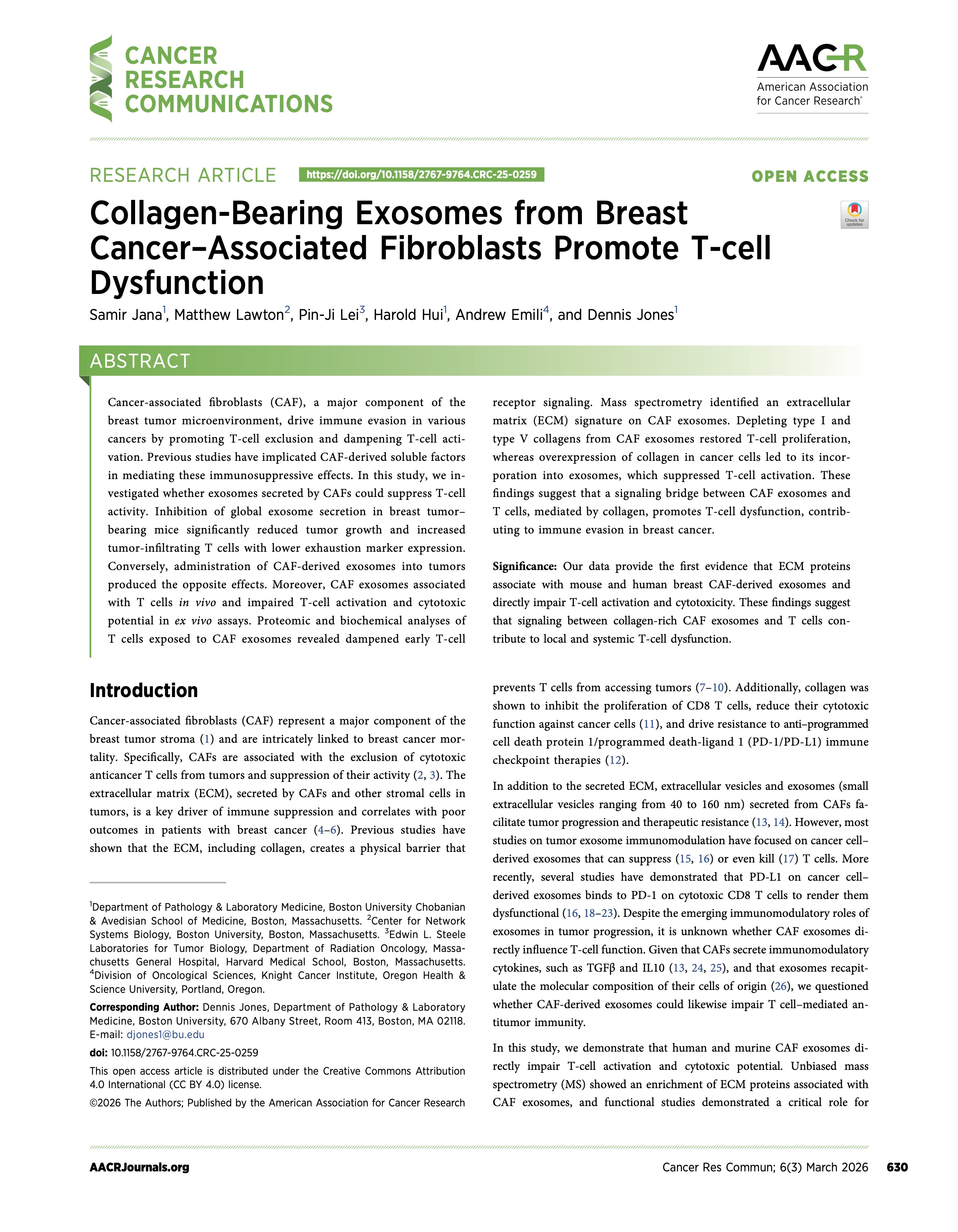 Manuscript 2: Collagen-Bearing Exosomes from CAFs