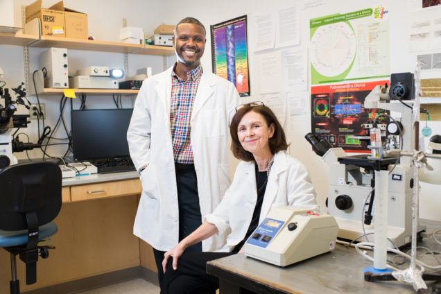 12/18/17 - Boston, Massachusetts Dr. Kathy Morgan, a professor at Sargent College and Dr. Tyone Porter, pose for a photo on Wednesday, December 20, 2017. The team are working at “the interface of the cardiovascular system and the brain.” Photo by Jackie Ricciardi for Boston University Photography