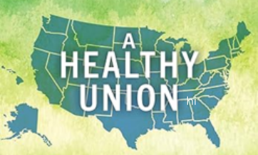 Book cover for A Healthy Union by Susan B. Kaplan, featuring a watercolor-style map of the United States against a green background with the subtitle ‘How States Can Lead on Environmental Health.’