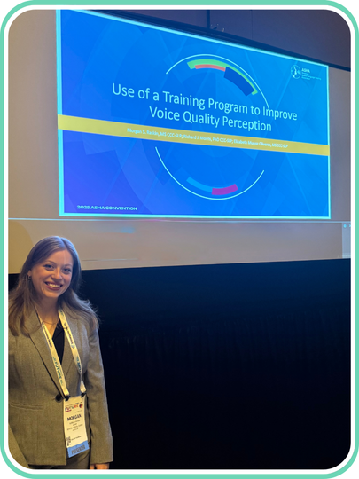 Morgan Raskin presenting at ASHA 2025