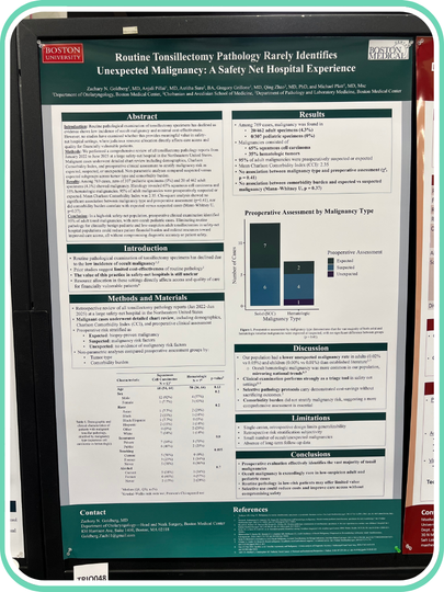 COSM 2026 Poster: Goldberg et al, "Routine Tonsillectomy Pathology Rarely Identifies Unexpected Malignancy: A Safety Net Hospital Experience"