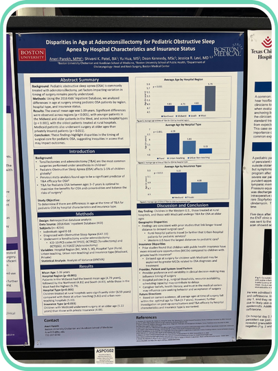 COSM 2026 Poster: Parekh et al, "Disparities in Age at Adenotonsillectomy for Pediatric OSA by Hospital Characteristics and Insurance Status