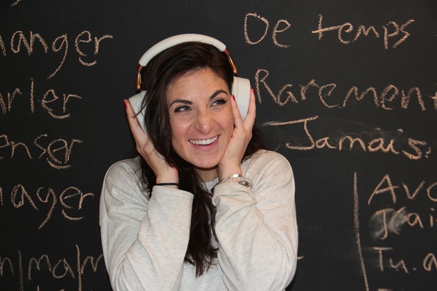 Rebecca Sananes with headphones