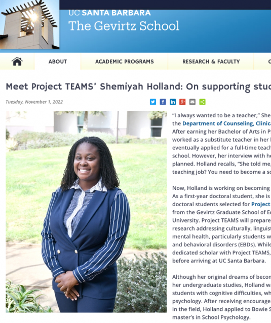 TEAMS fellow featured in GGSEucsb Student Spotlight