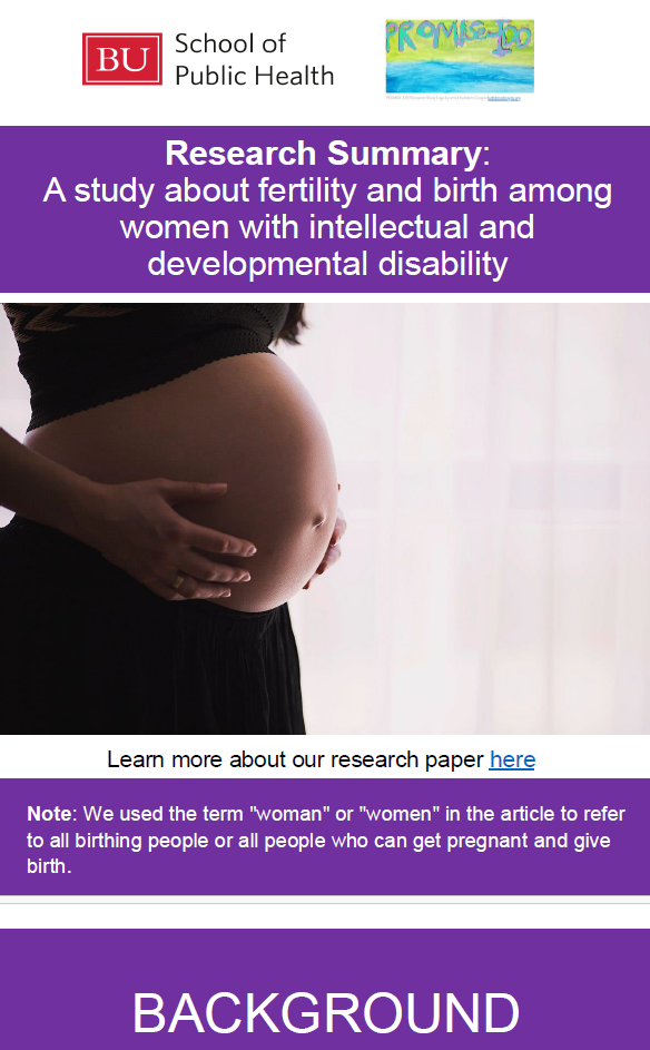 Research Summary: A study about fertility and birth among women with intellectual and developmental disability