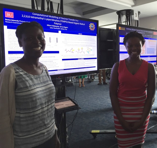Nifemi and De'Ja present their results as a multimedia poster