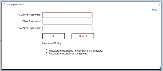 Guest Account password change window.