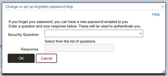 Guest Account password recovery question setup window.