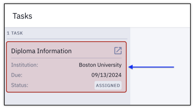This image shows a diploma information task.
