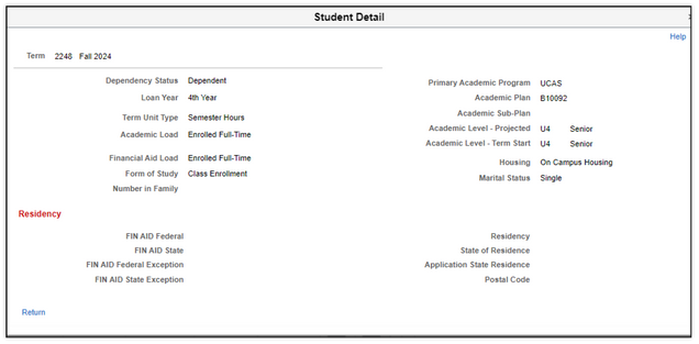 This image shows the student detail page.
