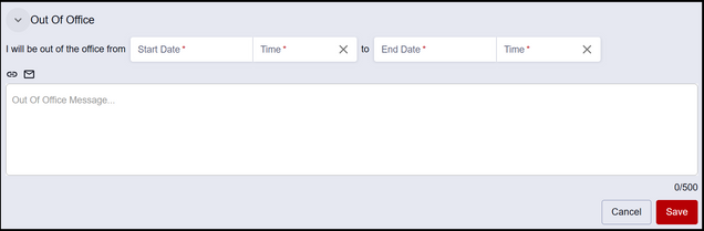 This image shows the Out Of Office screen.