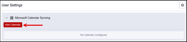 This image shows where the Add Calendar button is located under Microsoft Calendar Syncing.