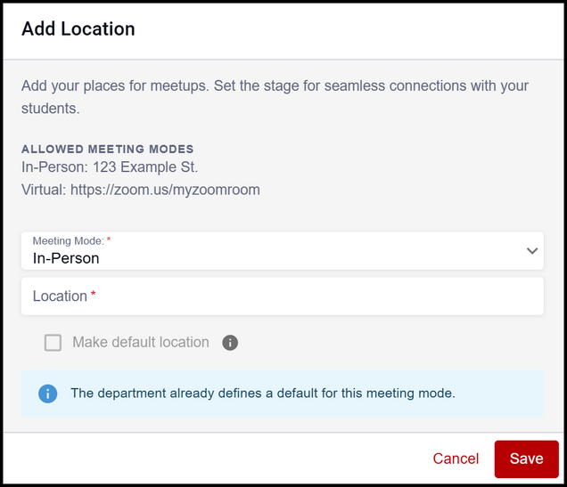 This image shows the Add Location screen.