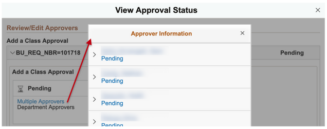 This image shows the approver information window that will display if you click on the approver box.