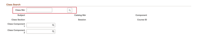 This image shows the set of fields that will populate if the class number is entered directly.