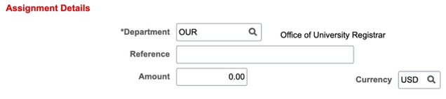 Example input for Assignment Details.