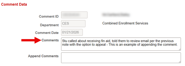 Example of an appended comment.