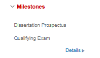 Items in a Milestones list, displaying the Details button for opening expanded information.