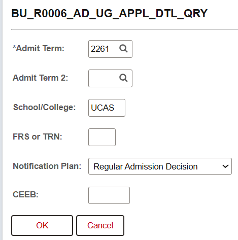 Example of an UGRD Application Details Query window.
