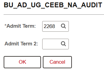 Example of a CEEB Not Assigned Audit query window.