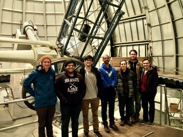 AS 441 Students with BU's 1.8-meter Perkins Telescope at Anderson Mesa Observatory, Spring 2020.