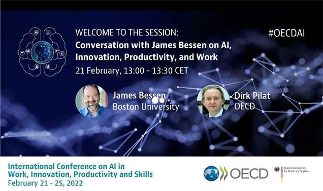 Photo of James Bessen's AI, Innovation, Productivity, and Work presentation