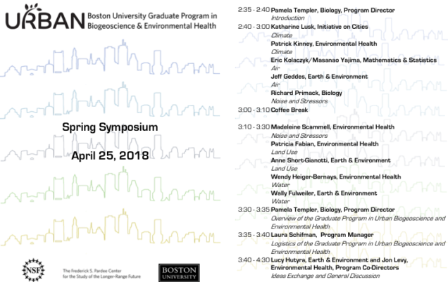 The program of the first BU Urban Biogeoscience and Environmental Health Spring Symposium.