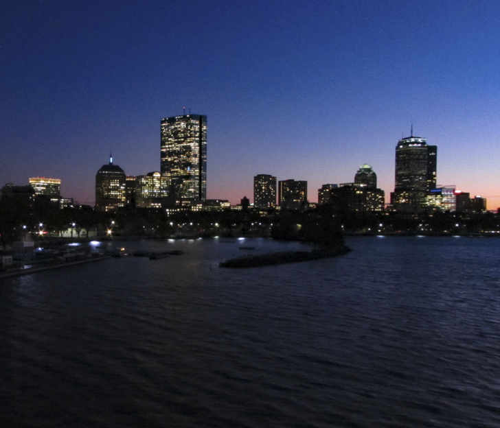 Boston skyline at night