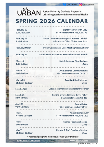 URBAN Spring 2026 Events Calendar | URBAN Program