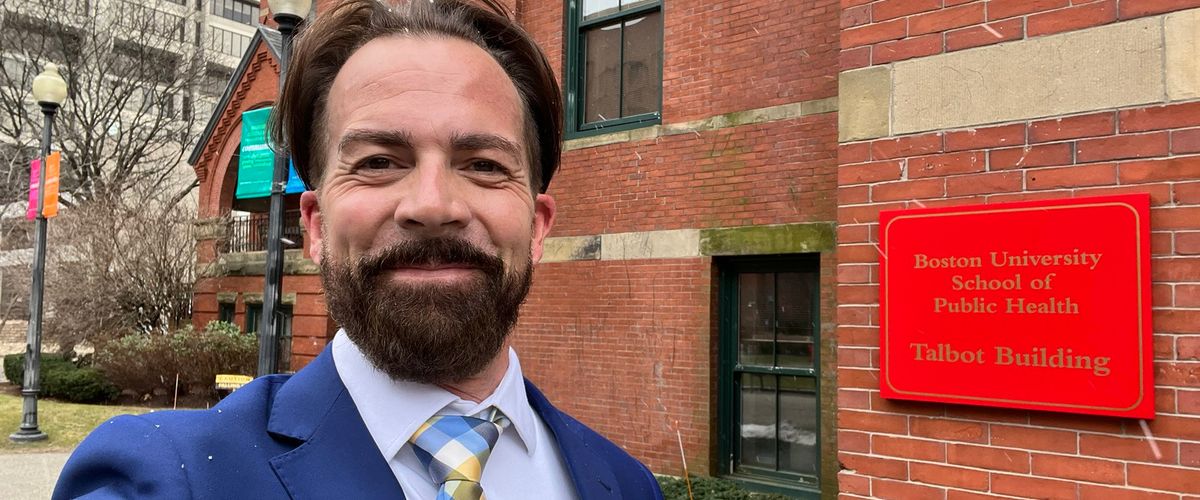Dr Noel Vest outside the BUSPH Talbot Building