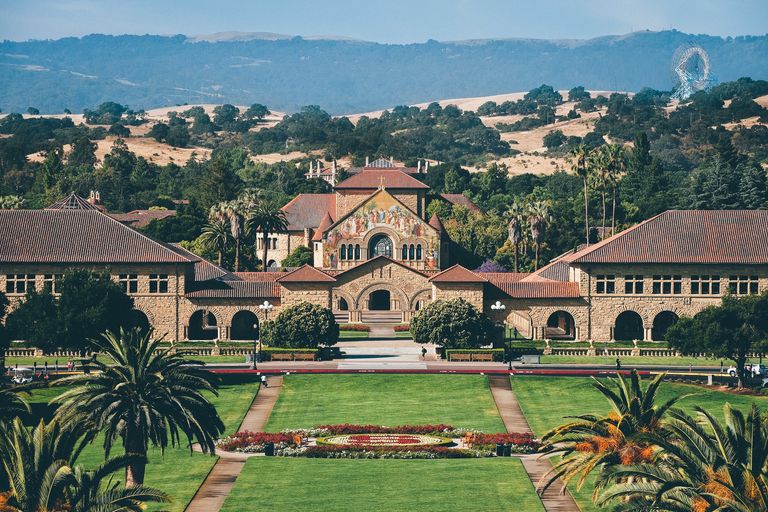 Aerial view of the front of Stanford Campus